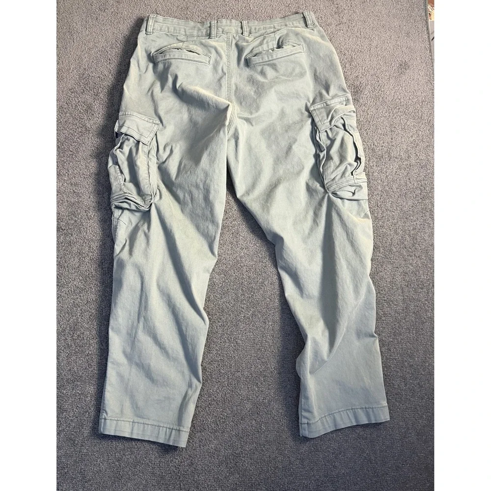 Zara Man Cargo Pants Sage Green Straight Leg Multi Pocket Utility Trousers 32